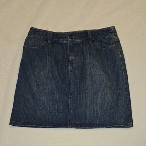 LOFT Blue Mini A-Line Embroidered Jean Skirt Size 8P